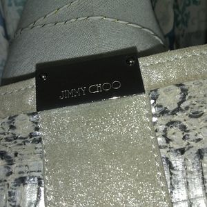Jimmy Choo Silver Snakeskin Clutch
